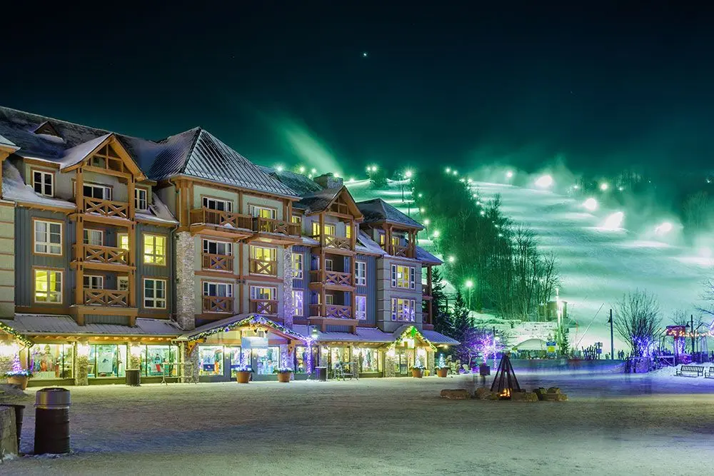 Resort of Blue Mountain village at night