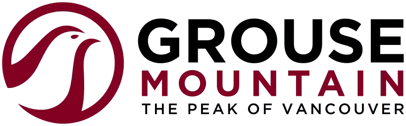 Grey, red and black logo of Grouse Mtn ski resort 