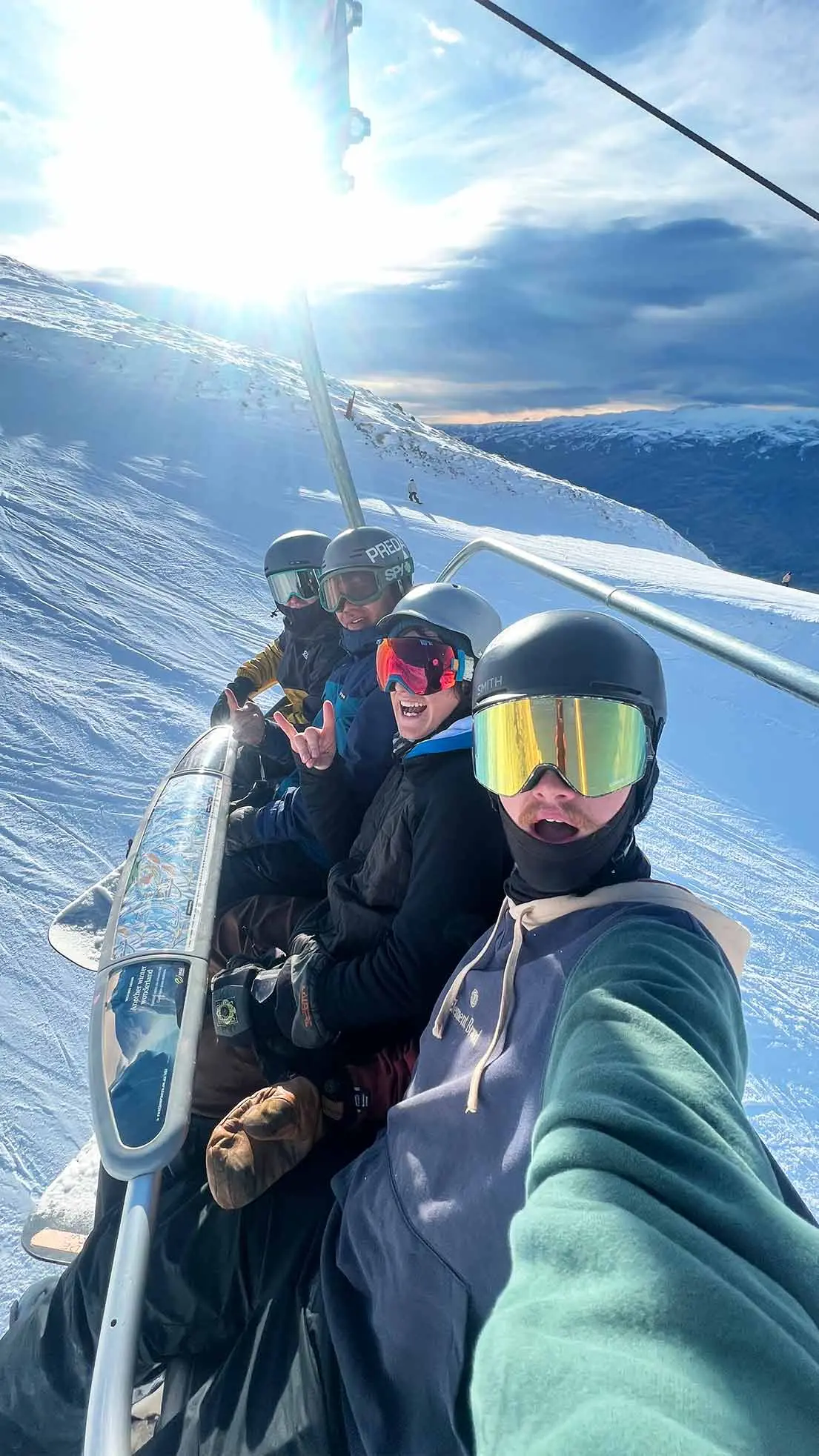 Friends on ski lift