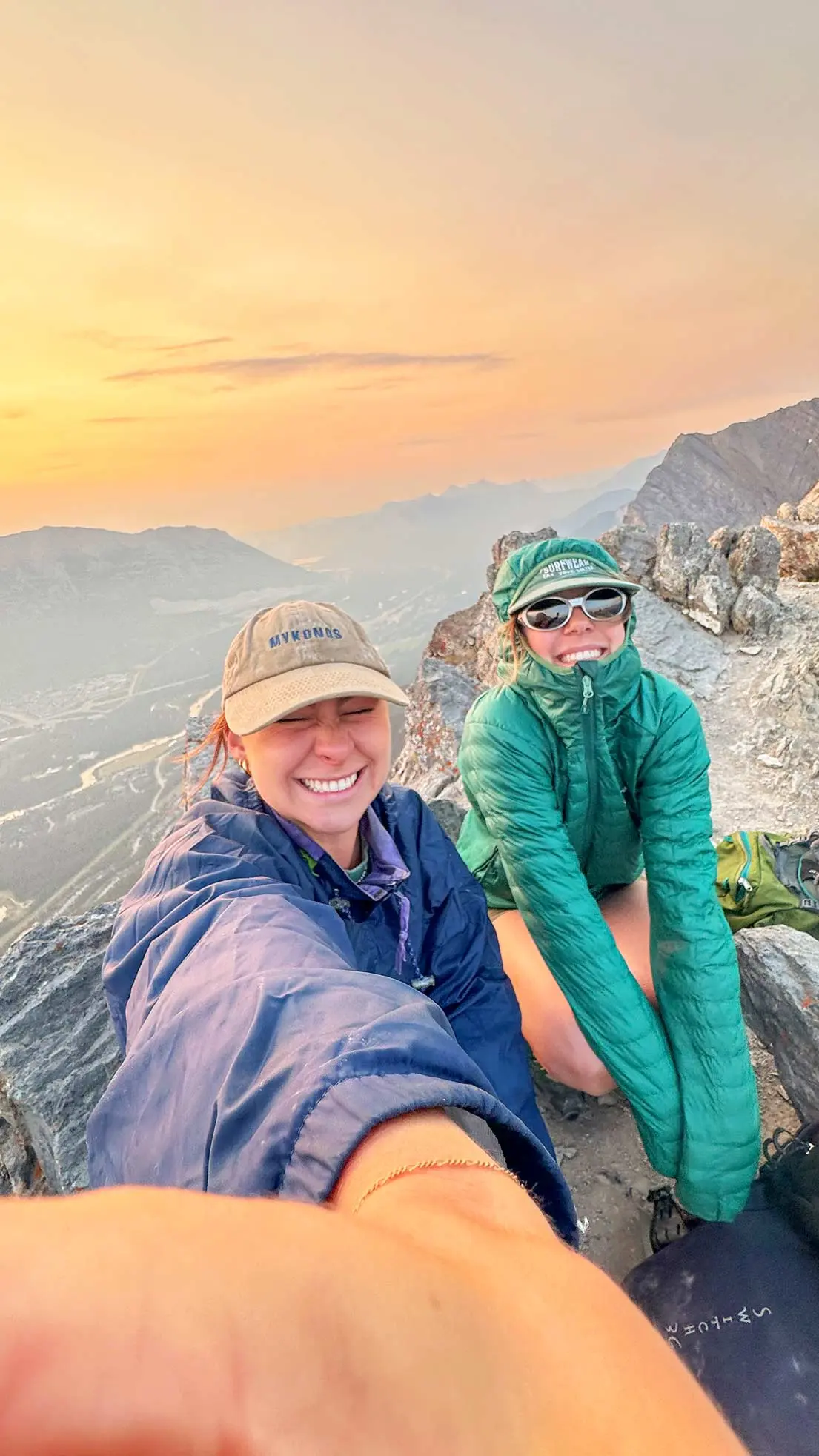 Friends take selfie on mountain