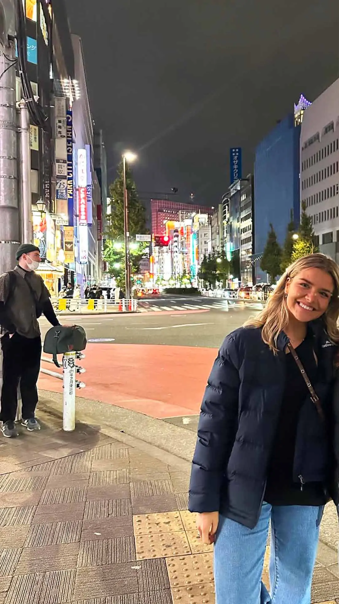 Girl smiles in Japanese city