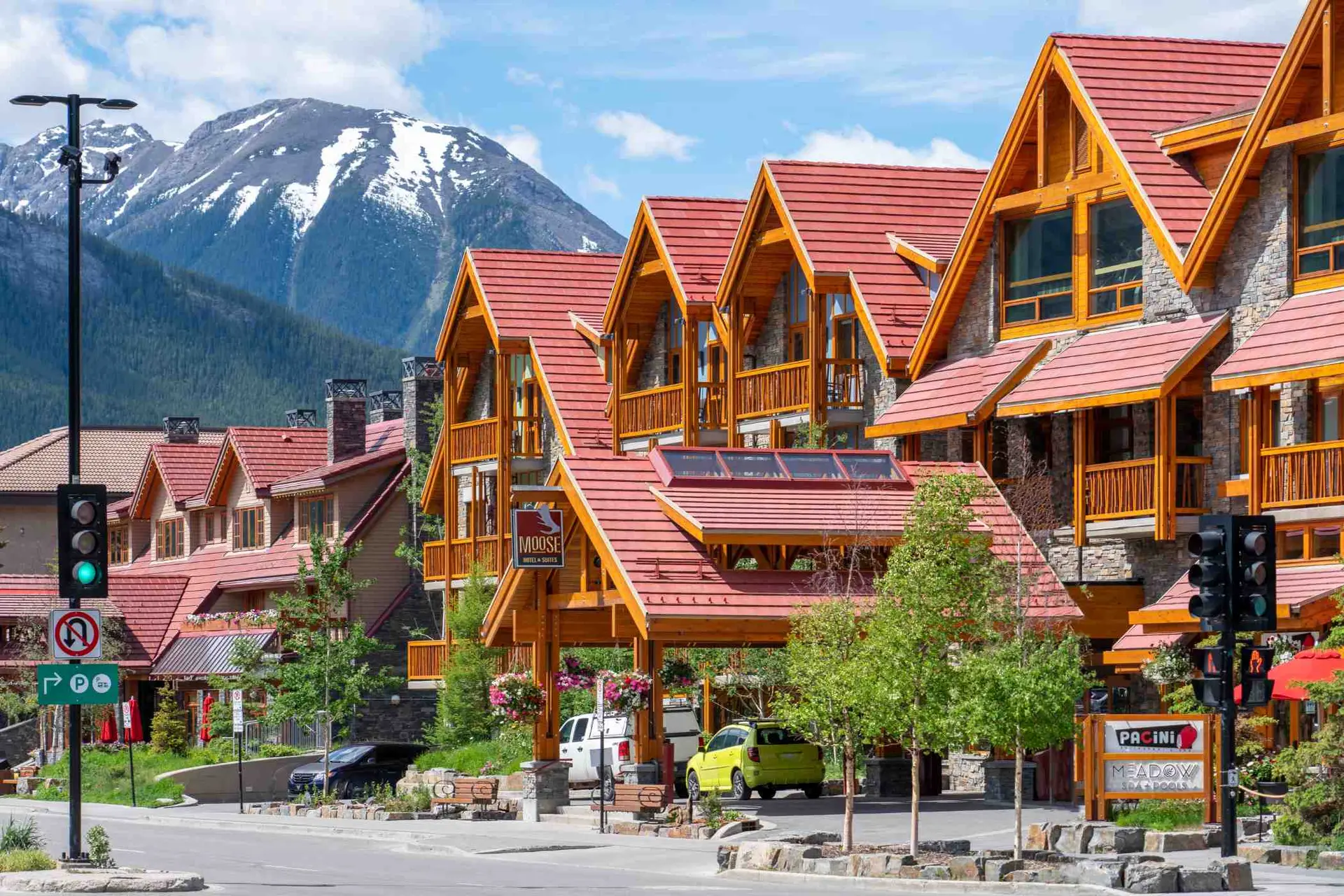 Image of wooden buildings in Banff town in Canada