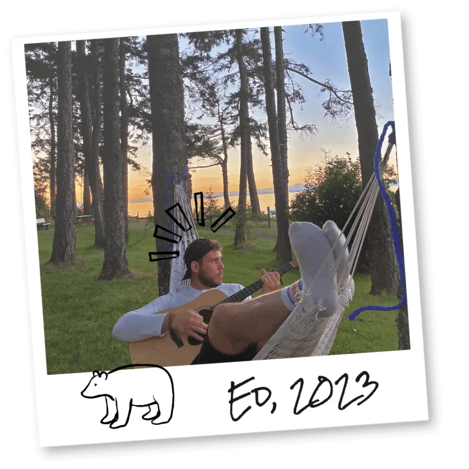 Author Ed chilling out in a hammock in Canada